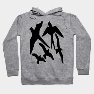 Birder Silhouette Swallow Swift and Seagulls Hoodie